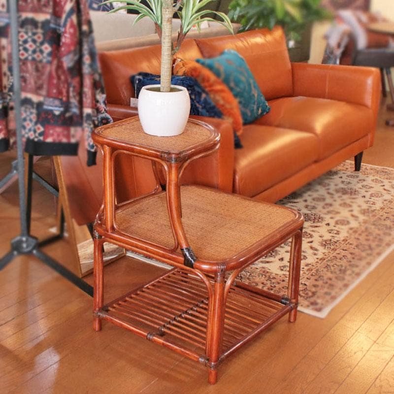 コーナーラック ラタン 籐家具 ナチュラルスタイル 飾り棚 214-1345 コーナーラック 幅35cm 4段 天然木 OAKER （ シェルフ 棚 コーナー